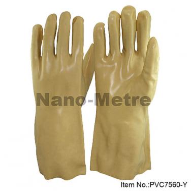 Cotton Interlock Liner With Yellow PVC Full Coated Gauntlet - PVC7560-Y