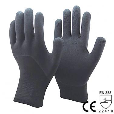 Black Foam Latex 3/4 Dipped Double Knit Liner Palm Winter type Glove- NM1355DF-BLK