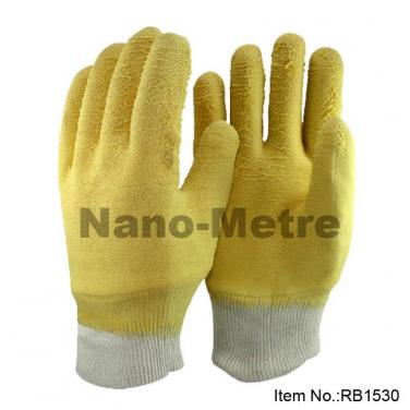 Yellow Latex Crinkle Full Dipped Rubber Work Glove -RB1530