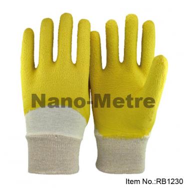 Yellow Latex Crinkle 3/4 Dipped Rubber Glove- RB1230