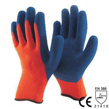 Winter Type Orange Acrylic Liner Coated Rubber Work Glove -NM007-OR/B