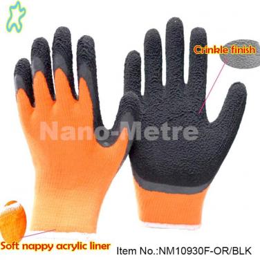 Black Foam Latex Warm Work Gloves- NM10930F-OR/BLK