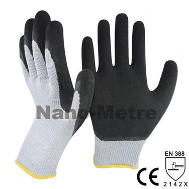 Black Foam Latex Dipped Polycotton Palm Industry Work Glove -NM10902F-GR/BLK