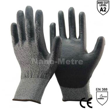 ANSI CUT 2 18 Gauge Soft Thin PU Palm HPPE Anti-Cutting Work Gloves- DY1850PU-H