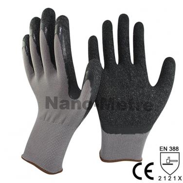13 Gauge Grey Polyester Latex Economic Rubber Glove- NM1350P-GR/BLK