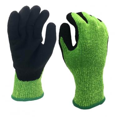 7 Gauge Winter&Cut Fiber Knitted Coated Black Foam Latex on Palm Glove - DY007NMF