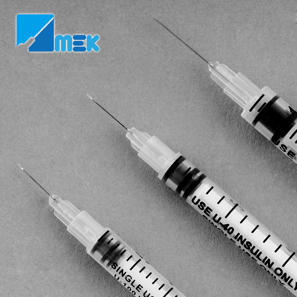 Diabetes syringe with fixed needle