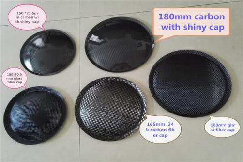 FCM180-02   7.09″ (180mm) Black Diagonal Stripes Carbon Fiber with Shiny Dust Cap