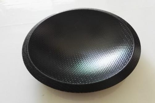 FCM180-02   7.09″ (180mm) Black Diagonal Stripes Carbon Fiber with Shiny Dust Cap
