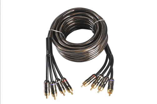 RCA-07: High Shielded Four Connectors End Black Transpatent RCA Cable for Sound System Subwoofer