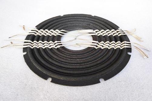 TB0339:  10'’x 3''  Nomex 3-layer with triple woven tinsel leads for dual voice coil  Linear  BK  SPIDER
