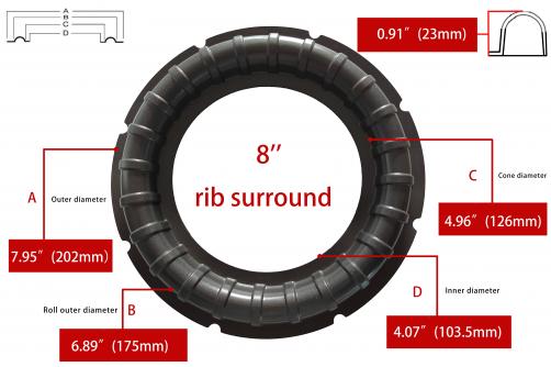 GZB08-1--8‘’ rib surround Foam Edge Rib Surround for Speaker Repair