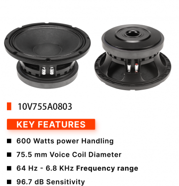 10V755A0803 600W:Car Speaker Manufacturer Suppliers Subwoofer  10 Inch Subwoofer Speakers