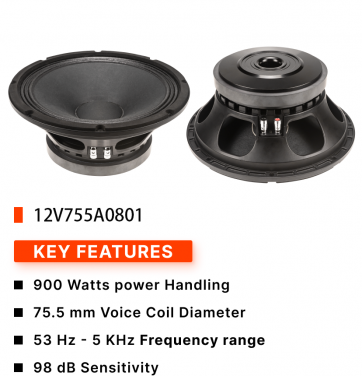 12V755A0801 900W:Car Speaker Manufacturer Suppliers Subwoofer  12 Inch Subwoofer Speakers