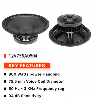 12V755A0804 800W:Car Speaker Manufacturer Suppliers Subwoofer  12 Inch Subwoofer Speakers