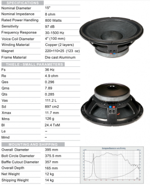 G-15V100A08 800W:Car Speaker Manufacturer Suppliers Subwoofer 15 Inch Subwoofer Speakers