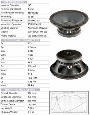 M-12V762A08 450W:Car Speaker Manufacturer Suppliers Subwoofer  12 Inch Subwoofer Speakers