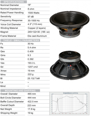 X-18V115A08 1500W:Car Speaker Manufacturer Suppliers Subwoofer  18 Inch Subwoofer Speakers