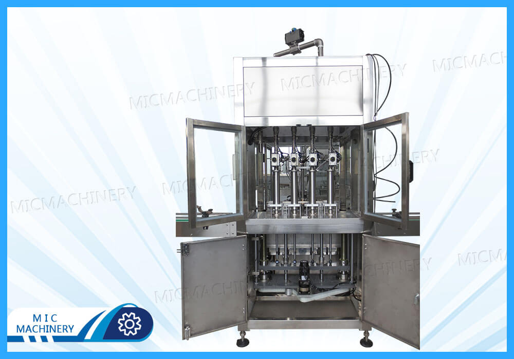 MIC-ZF4 Automatic small plastic bottle liquid filling machine shipped to Romania