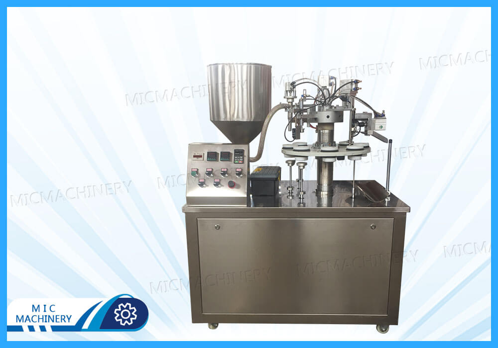 The MIC-R30 cosmetics filling sealing machine exported to Germany
