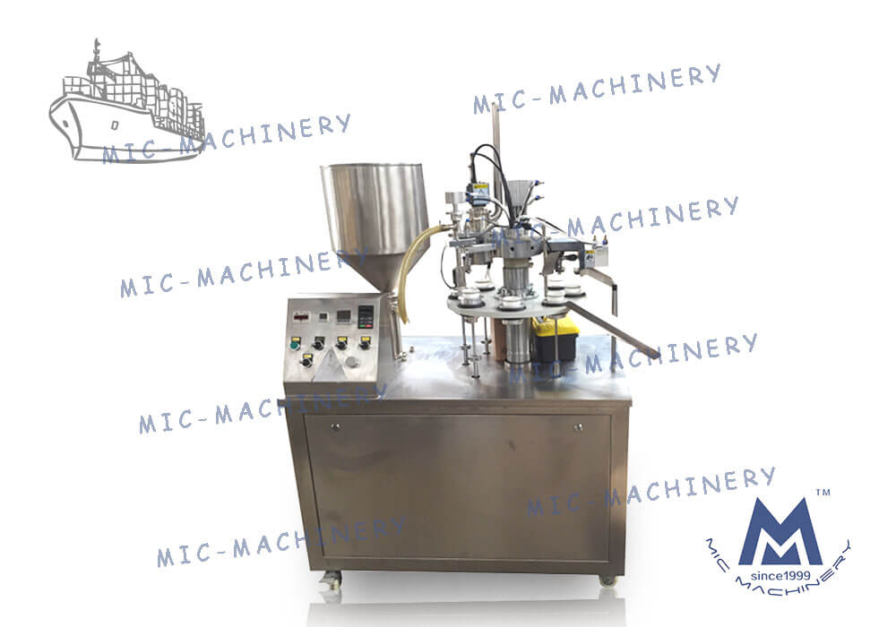 MIC-R30-I semi-auto plastic tube filling sealing machine with Swiss heating gun export to US client