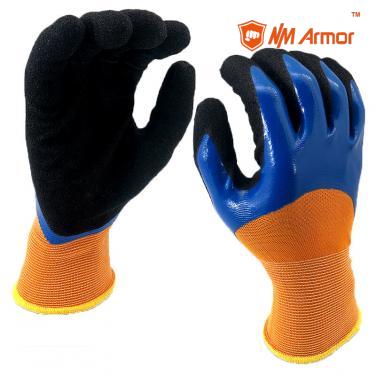 EN388：4121X Micro foam nitrile coated glove oil resistant water proof work gloves-NY1355DC-B/BLK