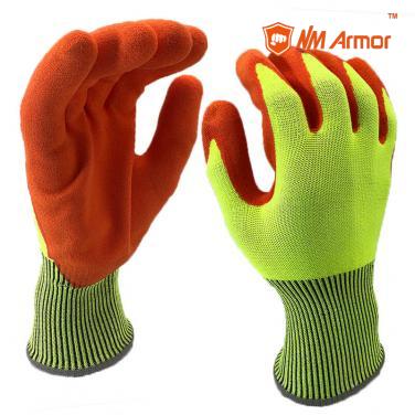 EN388:4X42C Seamless Knitted Coated Sandy Finish Nitrile Foam Nitrile Gloves - DY1350F-HY/OR