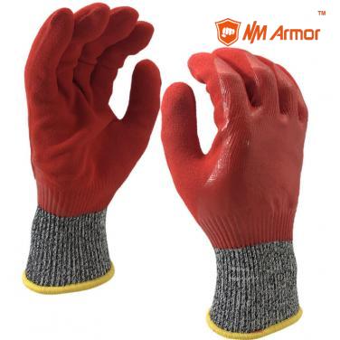 EN388:4X43C Seamless Knitted Coated Sandy Finish Nitrile Water Proof Gloves - DY1350DC-H-R