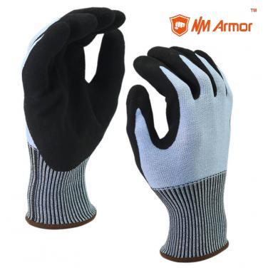 EN388:4X42C Seamless Knitted Coated ISO Cut Level C Sandy Nitrile Glove- DY1350F-BL/BLK