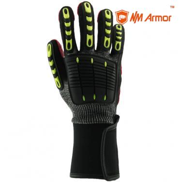 EN388:4544EP Extra long cuff black nitrile coated cut resistant hand oilfield impact gloves-DY1350AC-LC