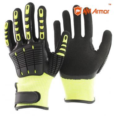 Black nitrile full coated cut resistant hand oilfield impact glove - DY1359DSAC-HY/BLK