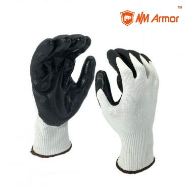 EN388: 4X42C Anti-cut 4 HPPE cut resistant gloves anti-cut nitrile working gloves-DY1350-H-W/BLK