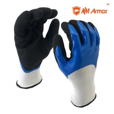 EN388：4121X Glove dipped Nitrile Double Dipping glove anti oil Gloves -NY1355DC-B/BLK