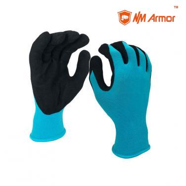 EN388:4121X palm dipped nitrile gloves custom nitrile gloves nitirle sandy gloves-NY1350S-BL/BLK