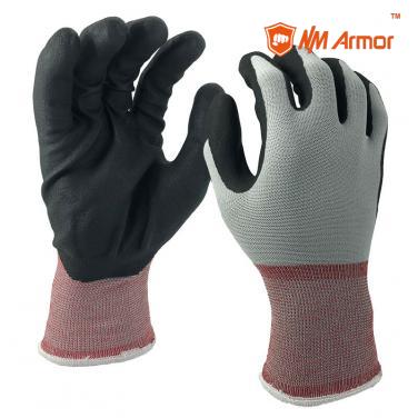 EN388:4121X  gloves for hands mirco-foam nitrile coating glove design your own gloves-NY1350FRBP-GR/BLK