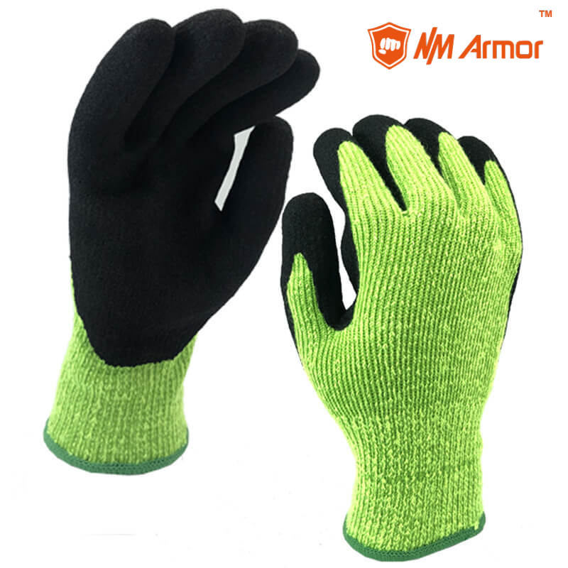 Double Lining Knitting Nitrile Coated Cut Resistant Winter Working Gloves-DY007S