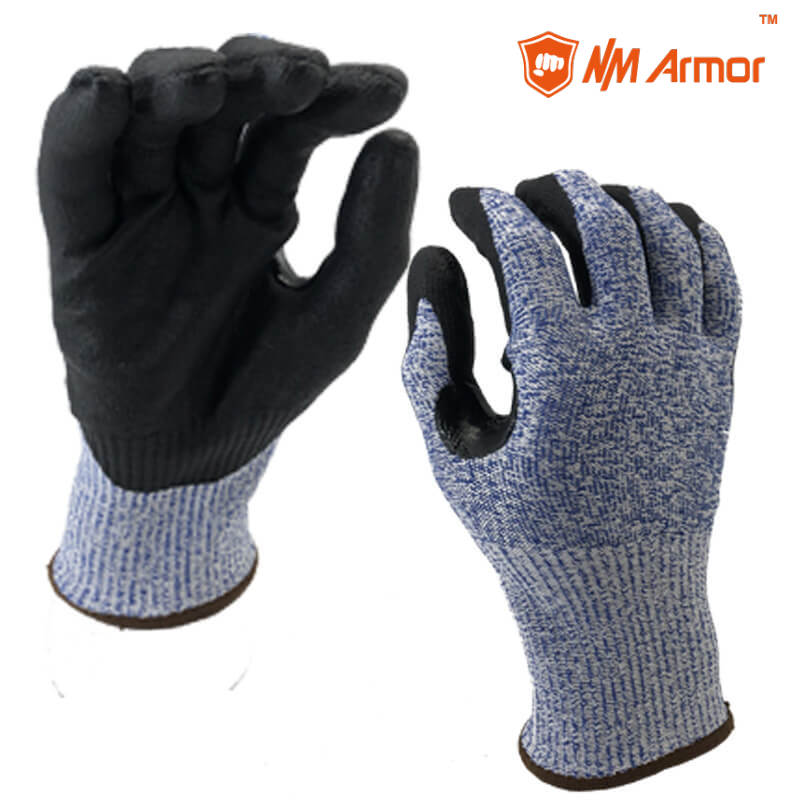 EN388:4X42C Anti Cut Liner Coated High-Tech Foam Nitrile Work Max Flex Gloves - DY1350FRB-B/BLK