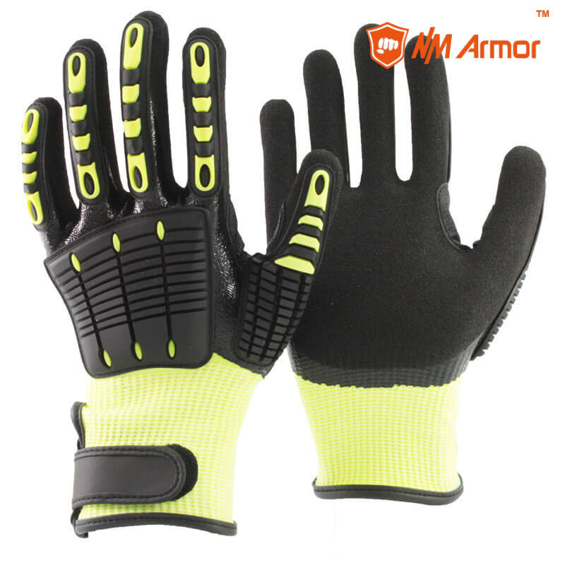Black nitrile full coated cut resistant hand oilfield impact glove - DY1359DSAC-HY/BLK