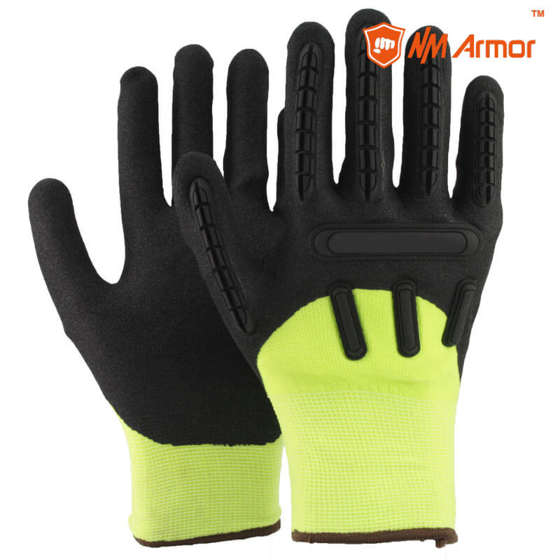 Dexterity nitrile coated anti-vibration impact gloves-NBR1355DSAC-HY/BLK