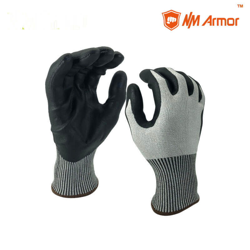 EN388:4X42C nitrile grey work gloves foam nitrile gloves cut gloves-DY1350F-H-A8