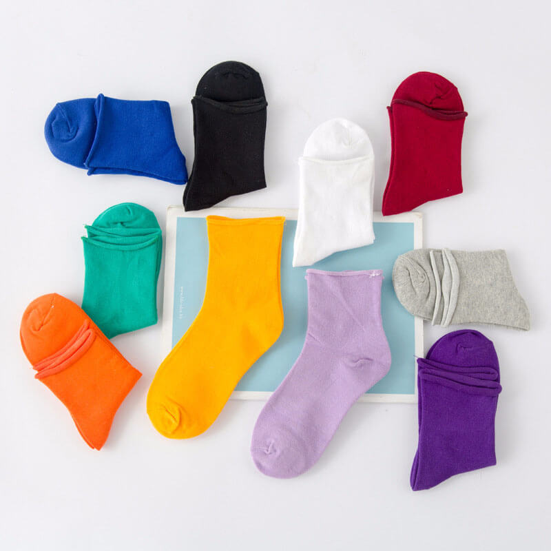 PLA 100% biodegradable candy color sweat-absorbent ankle brace white warm socks