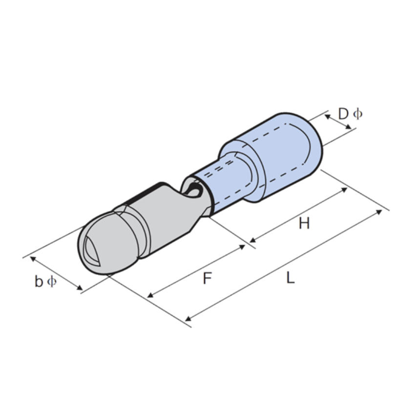 PVC-Insulated Double Crimp Bullet Male Disconnector