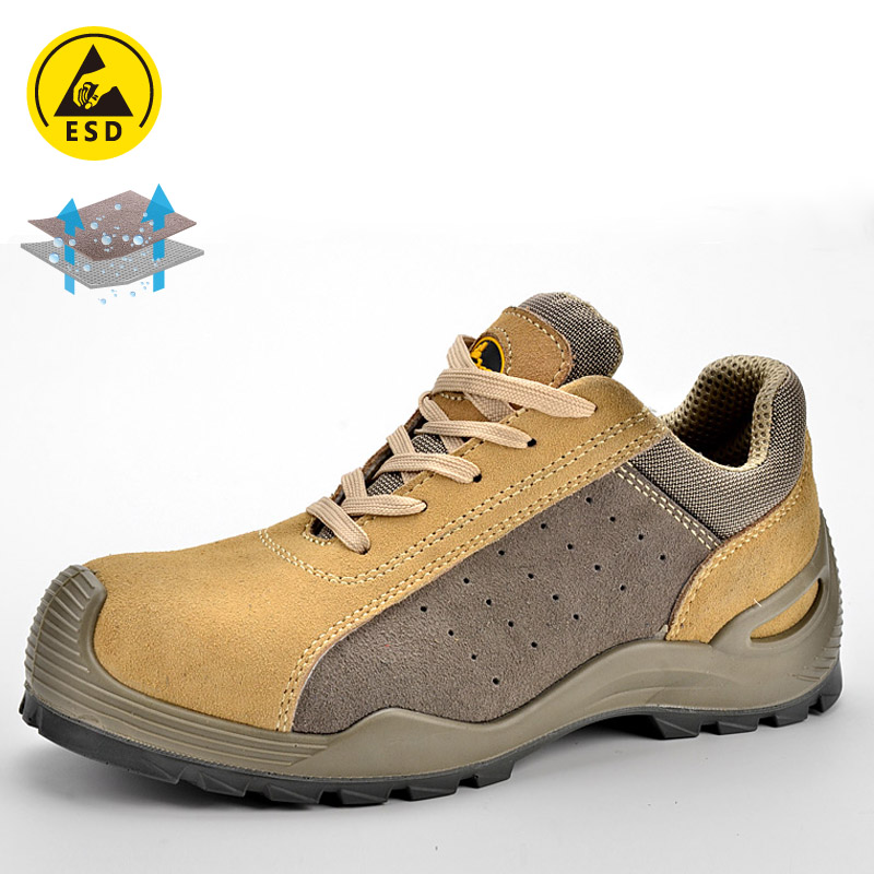 Safety Shoes for Summer Beige and Grey L-7295