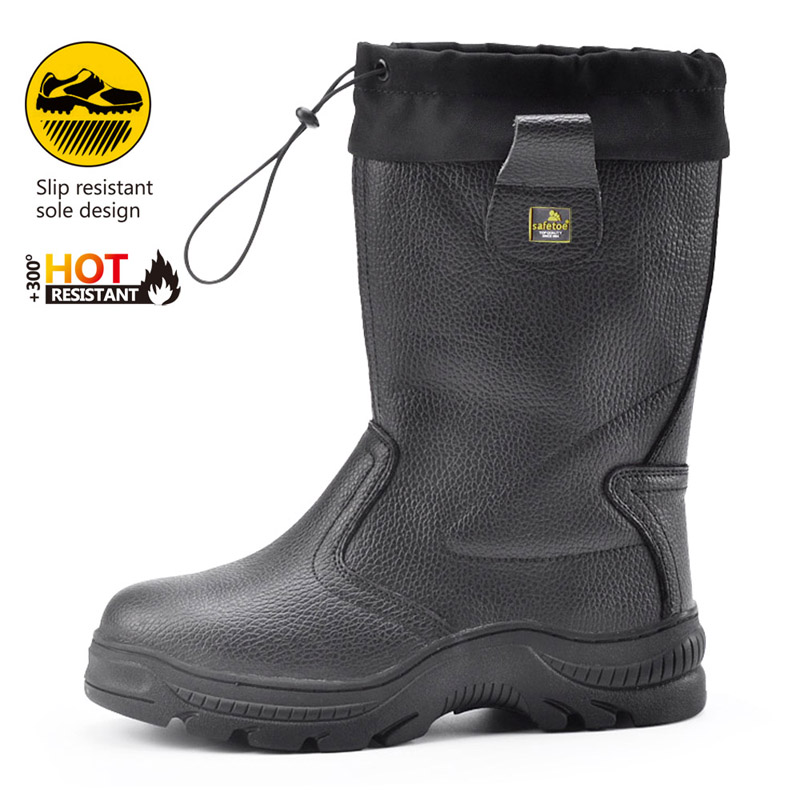 H-9426 Высокие черные защитные обуви резиновая подошва