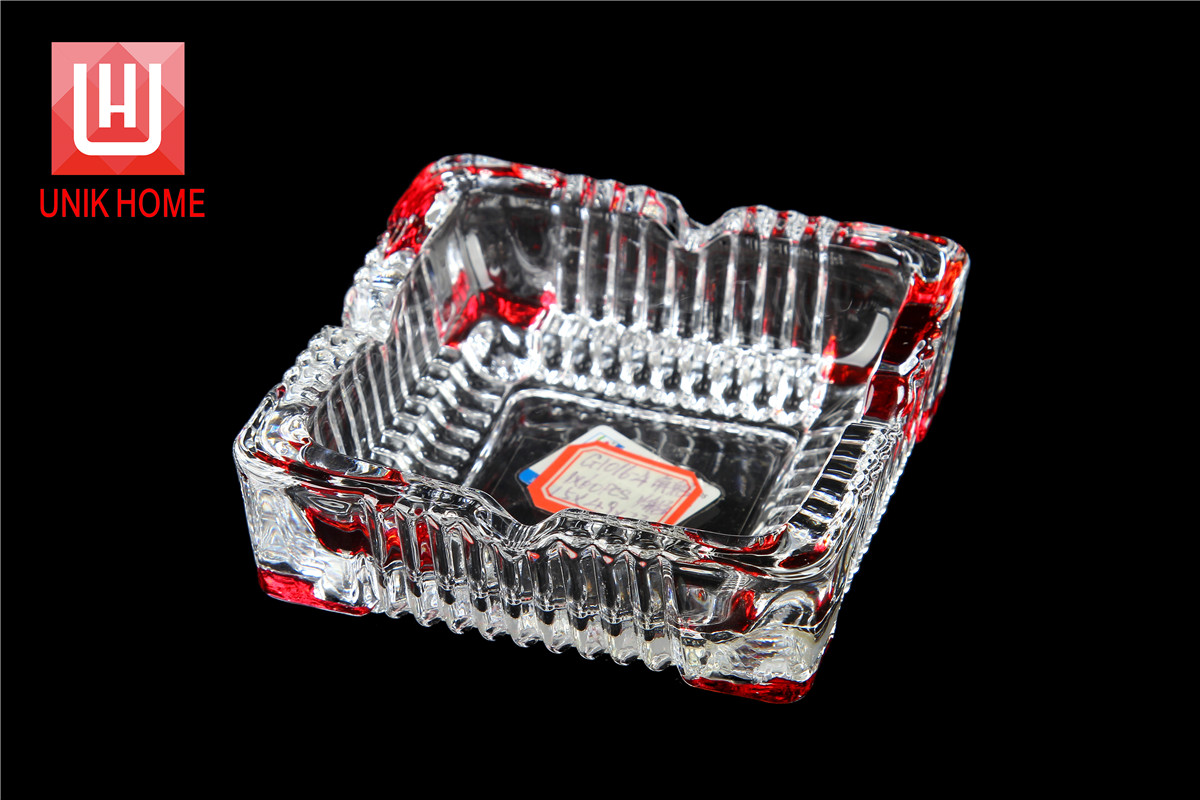 UNIK HOME Hot Sale Crystal Glass Ashtray Small Size Color Decorated G1016-4