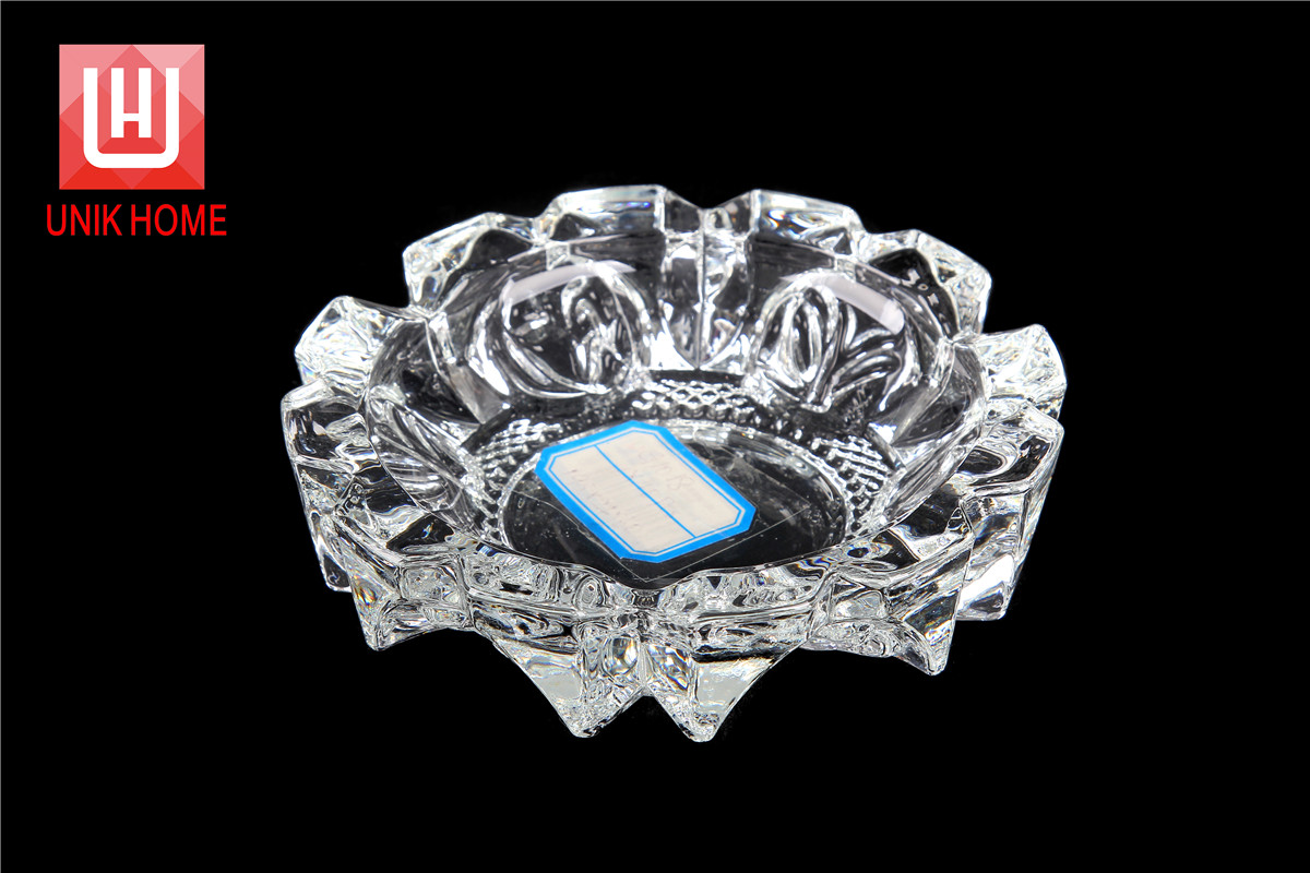 Special Design Round Shape Clear Glass Smoking Ashtray G1018