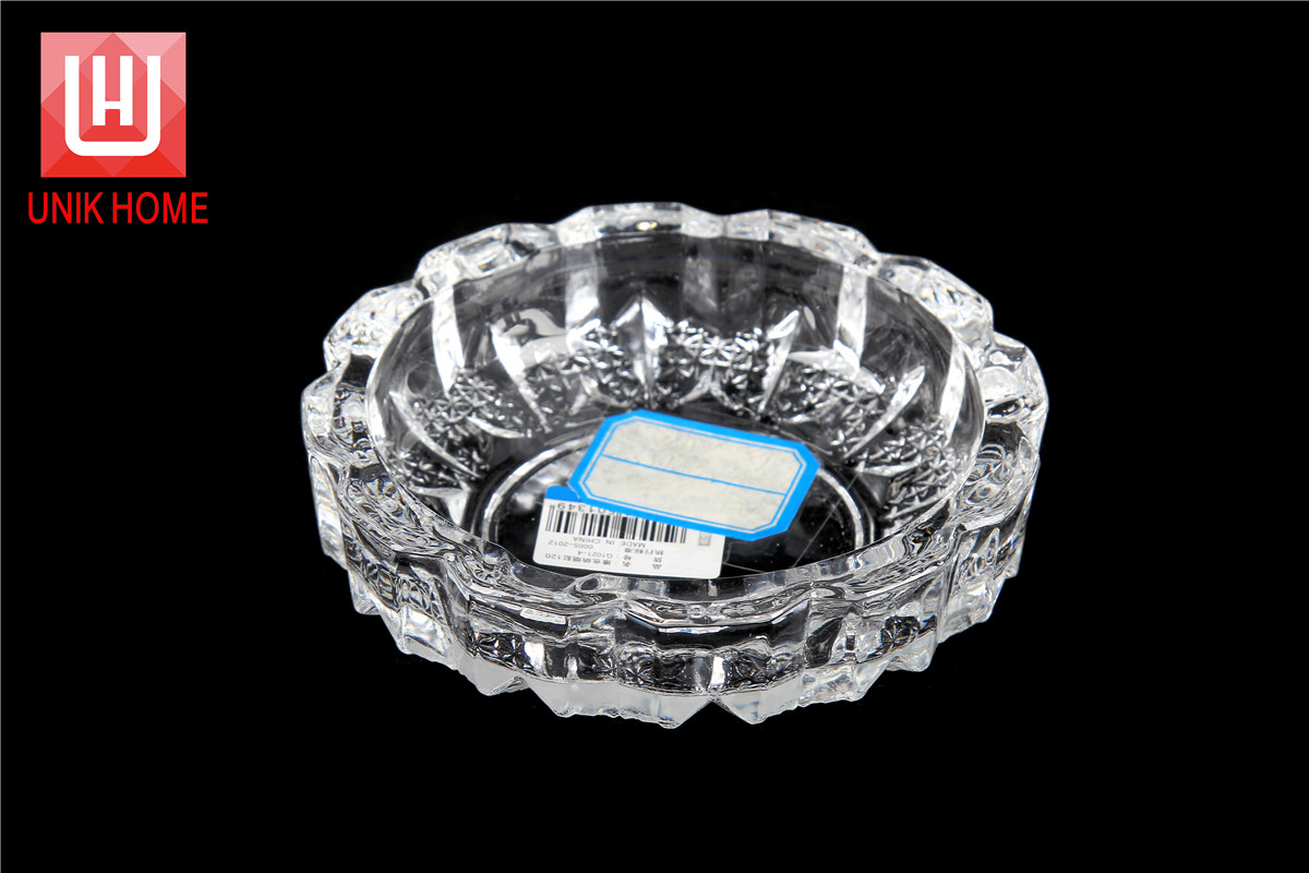 UNIK HOME Wholesale Good Quality Clear Round Ashtray /Customized Color Ashtray Glass G1021-4