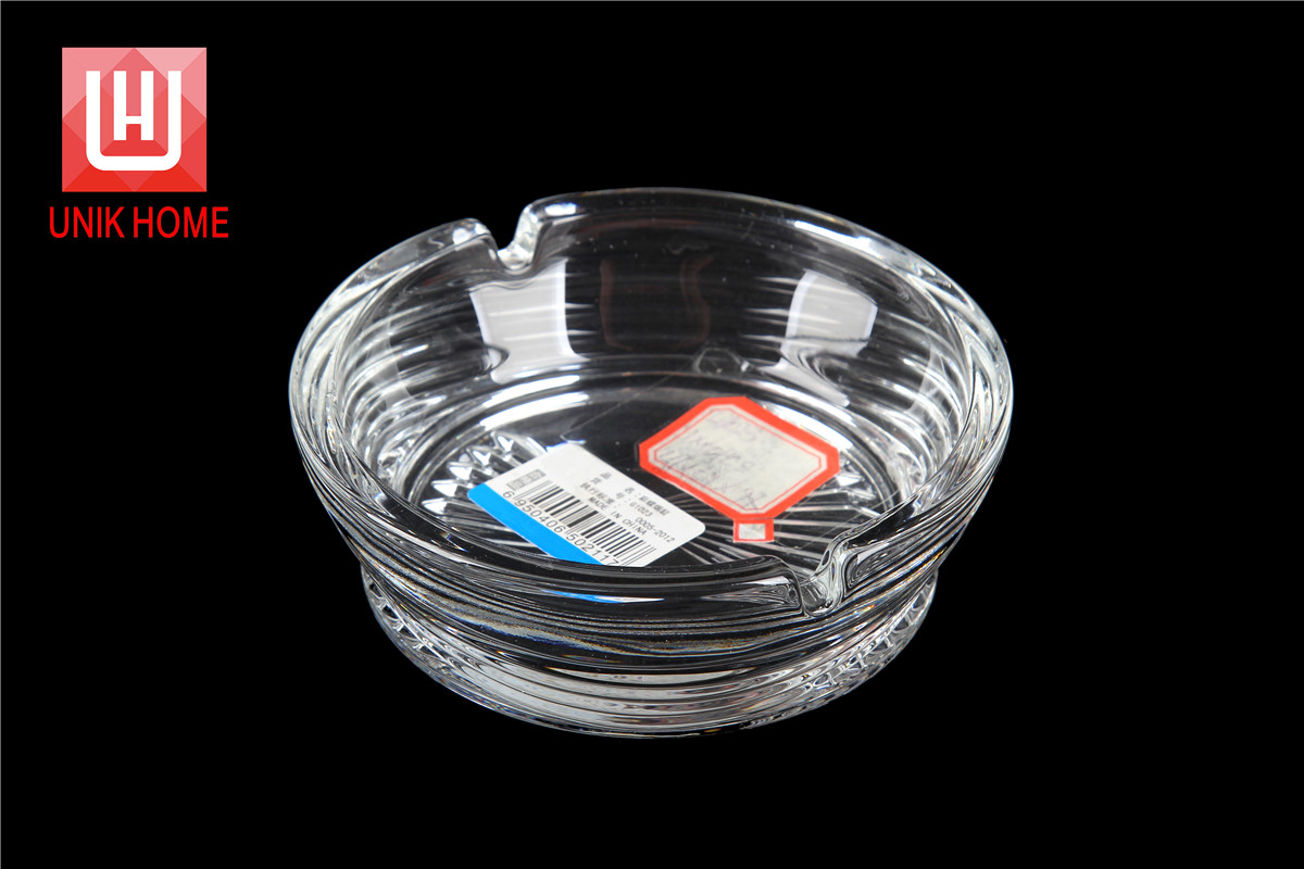 UNIK HOME Custom Logo Office Hotel Family Simple Design Crystal Round Glass Ashtray G1023