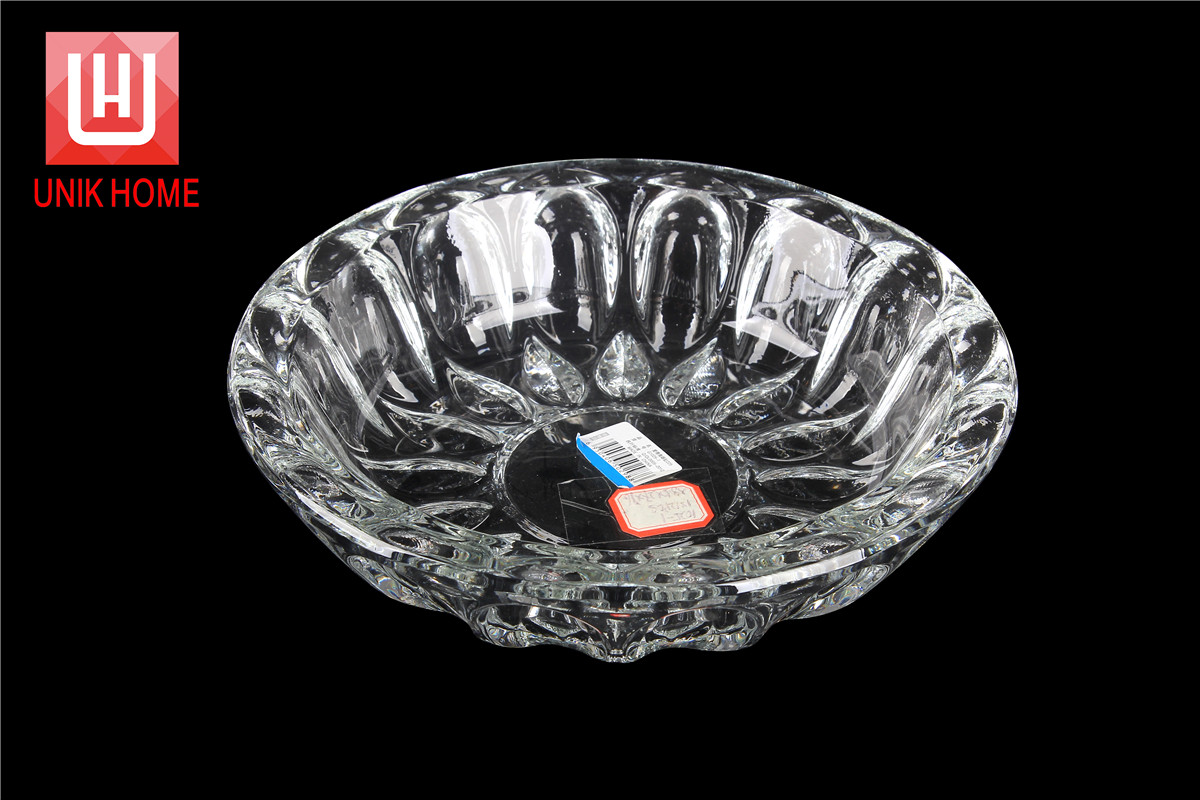 UNIK HOME Engraved Round Big Glass Crystal Ashtray G1025-1