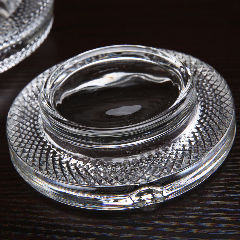 UNIK HOME Wholesale New Design Around Clear Engraved Glass Ashtray G1030